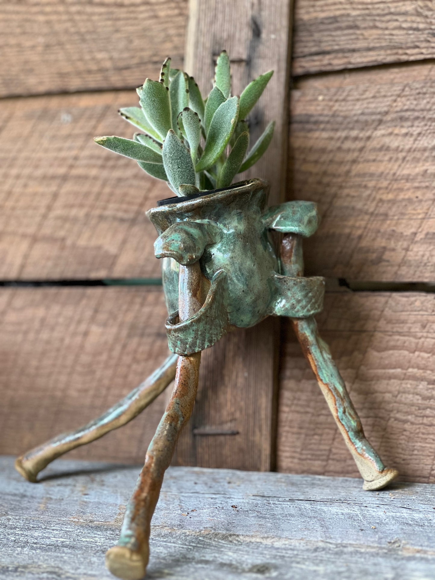 3 Legged Planter - Gun Metal Green