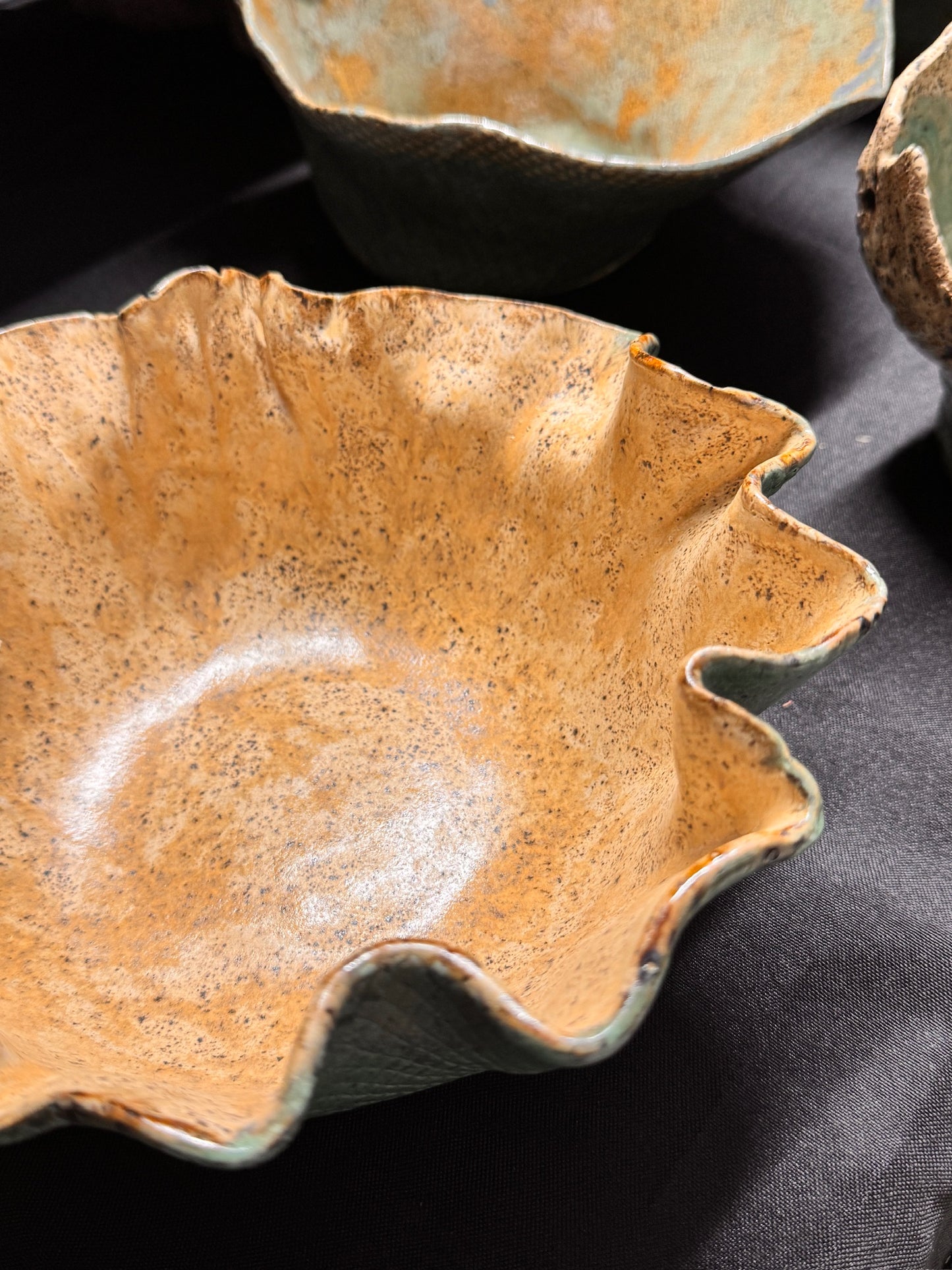 Speckled Brown Fluted Bowl