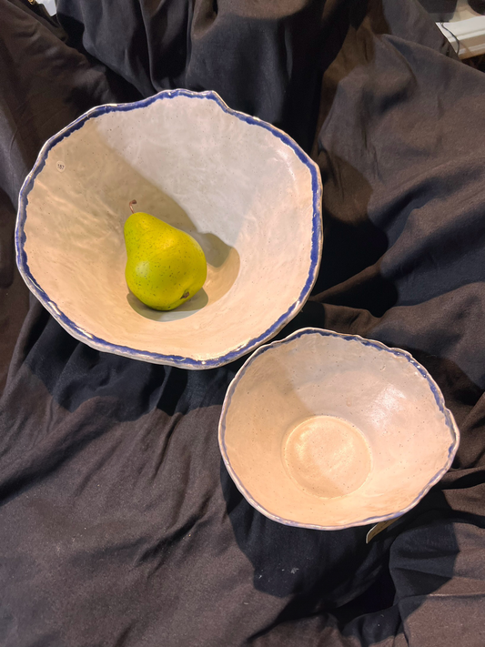 Medium Bowl - White + Blue