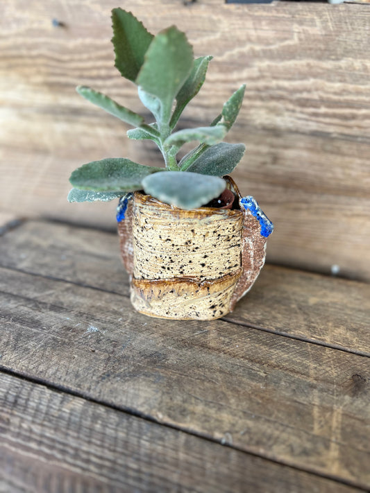 GOOD EARTH Planter - Blue Accent