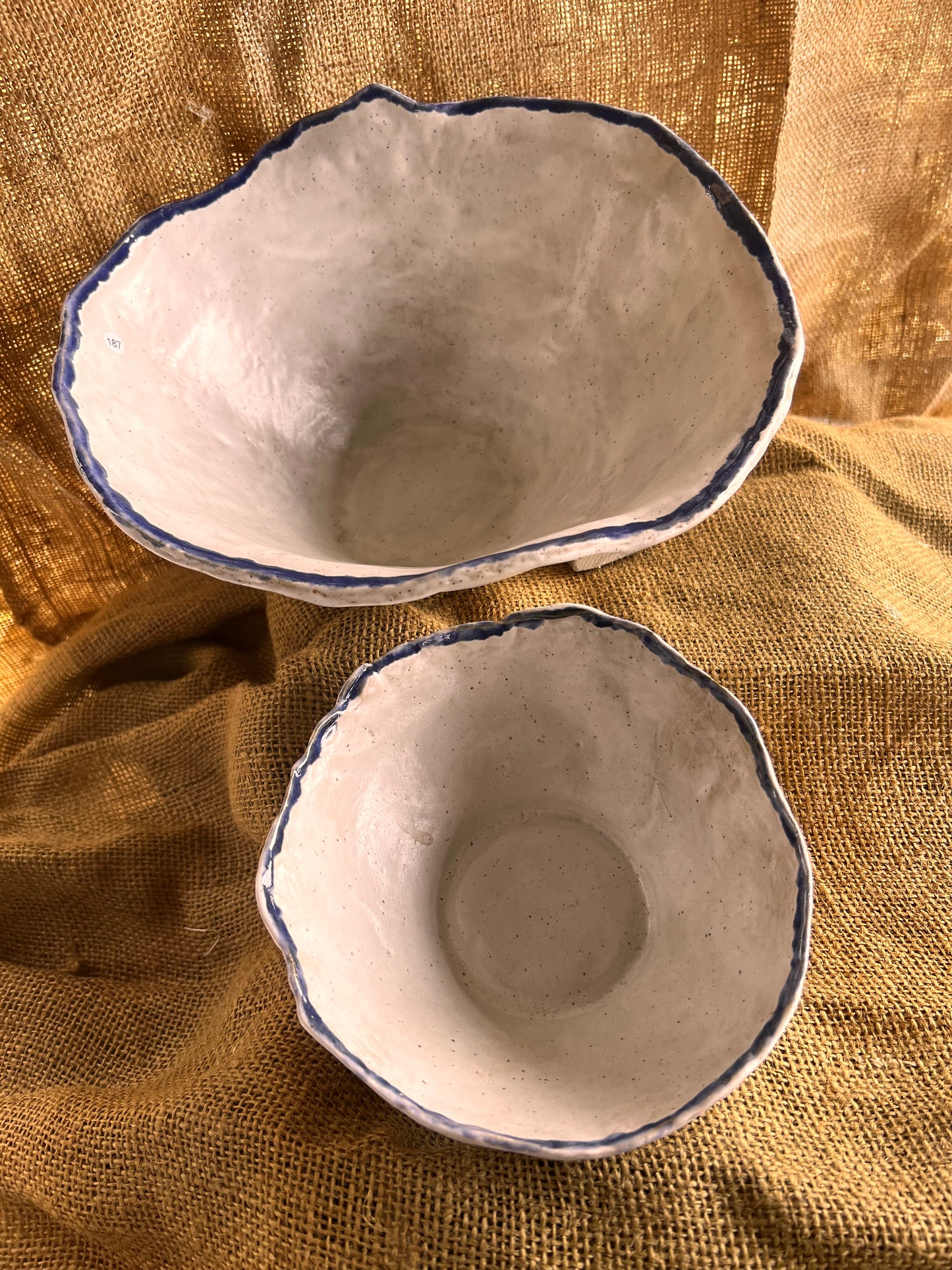 Medium Bowl - White + Blue