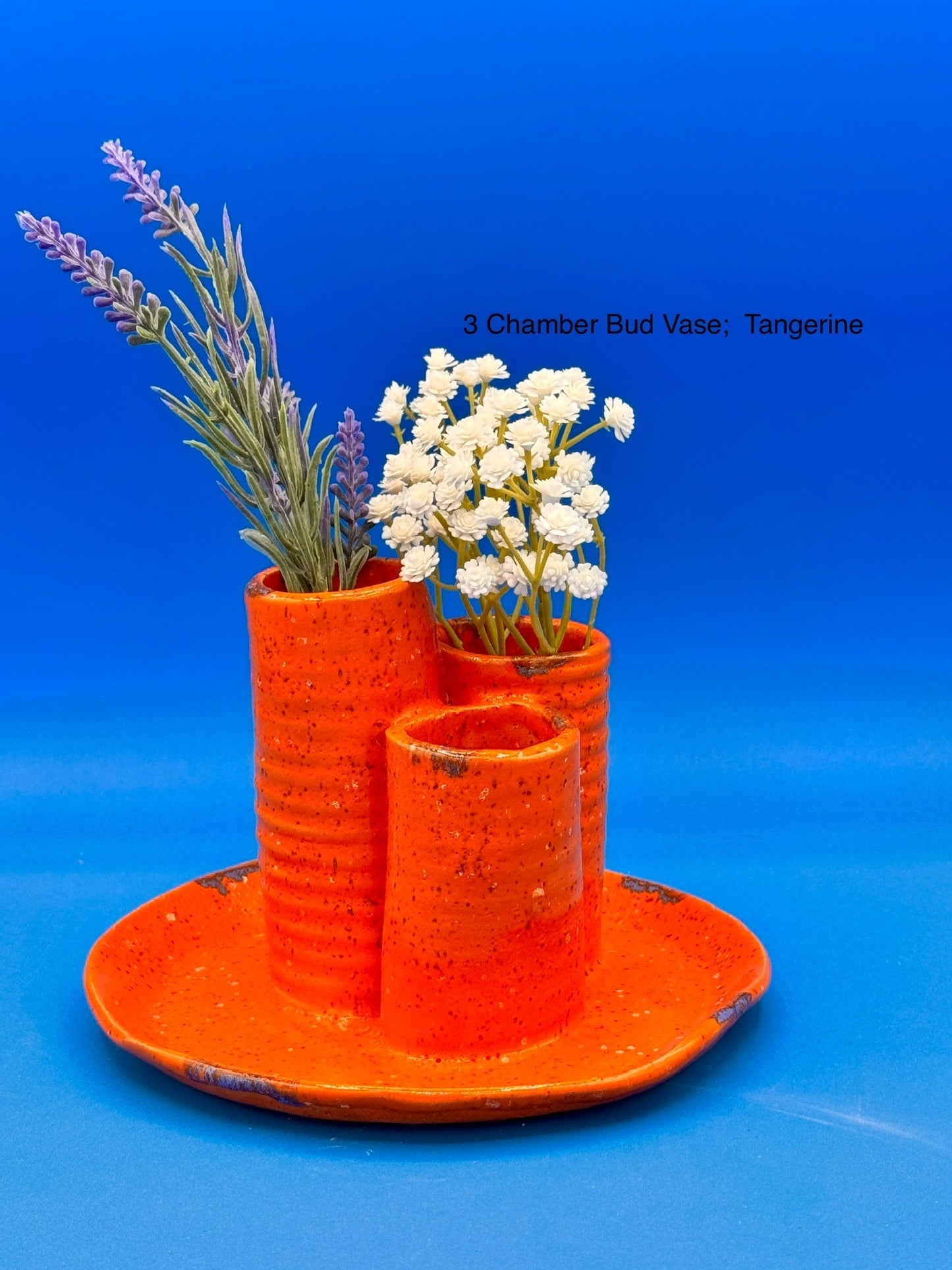 Rustic orange Triple Hole vase