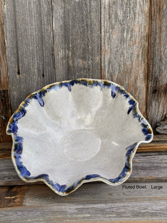 Farmhouse Bowl with blue edges