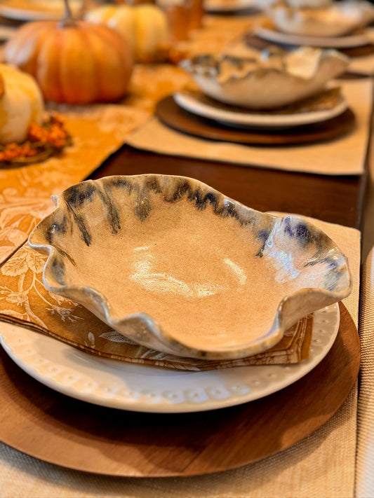 Farmhouse Bowl with blue edges
