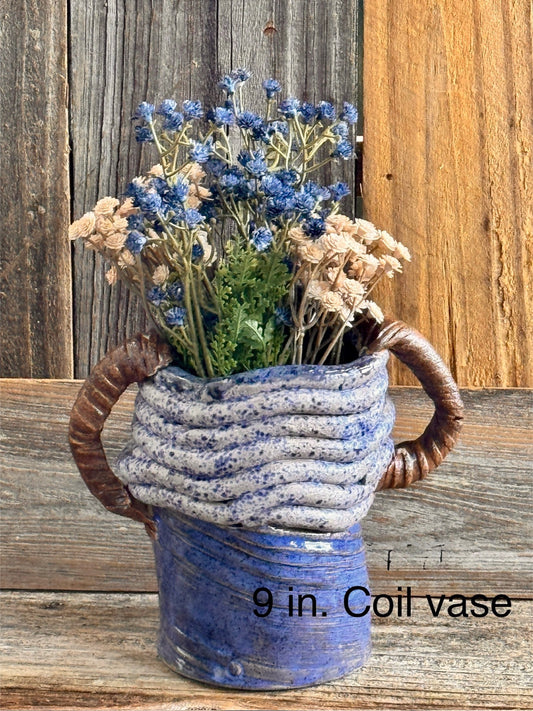 Farm House Blue Vase with Handles