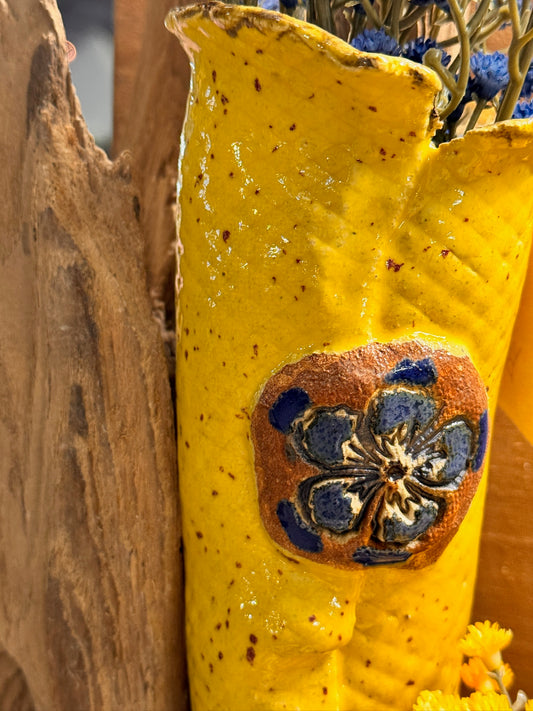 Hanging Pocket Garden with hand-painted flower